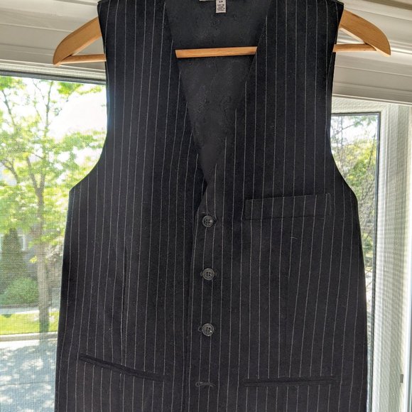 Black Pinstripe Le Chateau Vest/Waistcoat - Picture 1 of 2